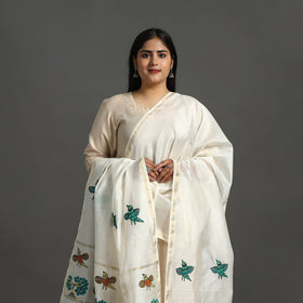 White - original gond handpainted handloom chanderi silk