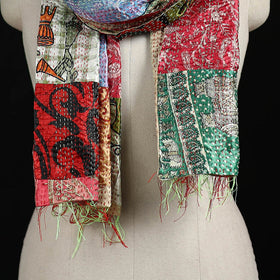 Bengal Kantha Handwork Patchwork Reversible Silk Stole 259