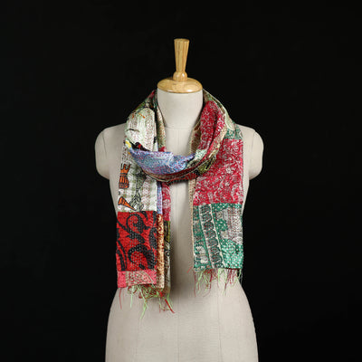 Bengal Kantha Handwork Patchwork Reversible Silk Stole 259