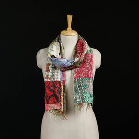 Bengal Kantha Handwork Patchwork Reversible Silk Stole 259