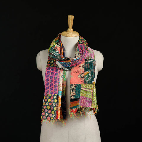 Bengal Kantha Handwork Patchwork Reversible Silk Stole 260