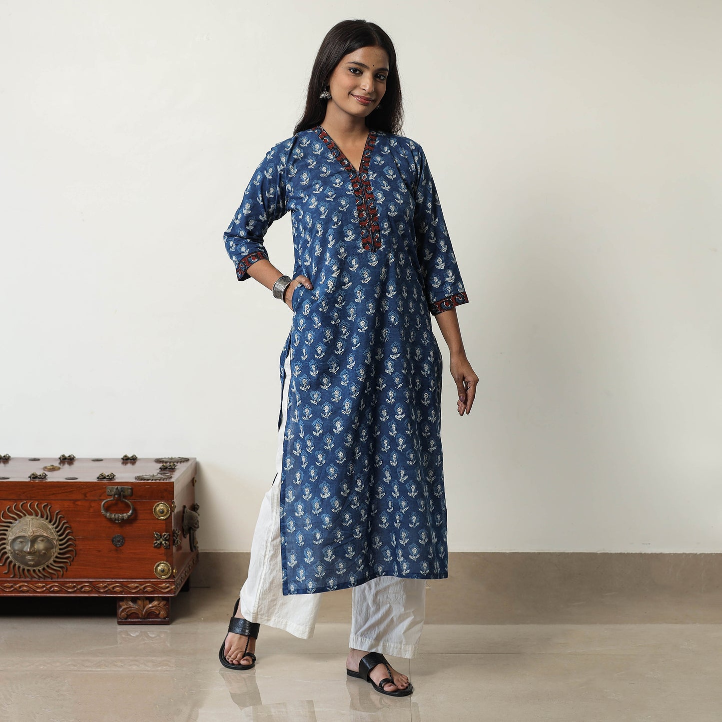 Jahota Block Printed Cotton Straight Kurta 04