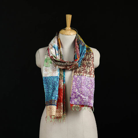 Bengal Kantha Handwork Patchwork Reversible Silk Stole 261