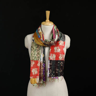Bengal Kantha Handwork Patchwork Reversible Silk Stole 262