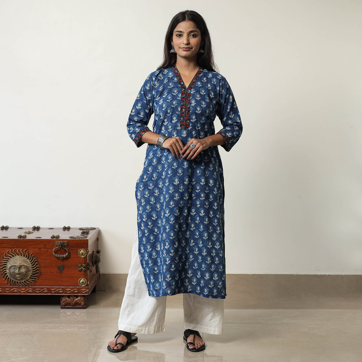 Jahota Block Printed Cotton Straight Kurta 04