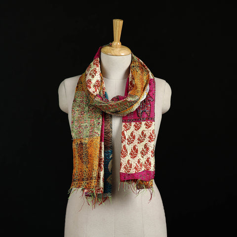 Bengal Kantha Handwork Patchwork Reversible Silk Stole 264