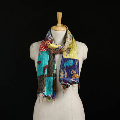 Bengal Kantha Handwork Patchwork Reversible Silk Stole 265