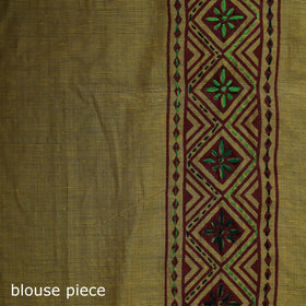 Yellow - Bengal Kantha Hand Embroidery Silk Cotton Chapa Work Saree 105