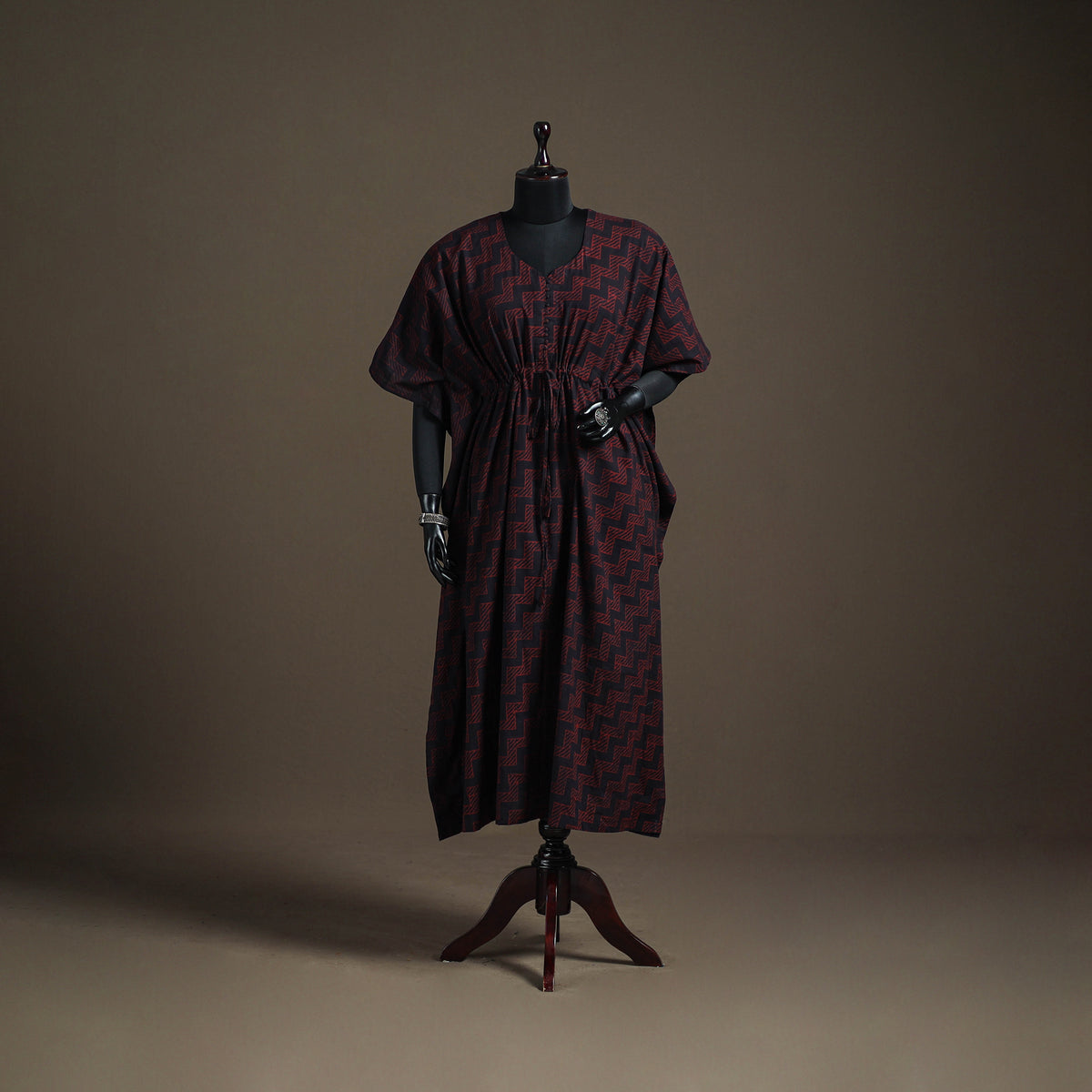 Akola Hand Block Print Natural Dyed Cotton Kaftan (Long) 198