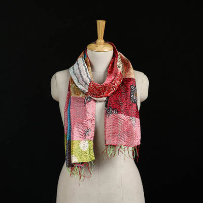 Bengal Kantha Handwork Patchwork Reversible Silk Stole 266