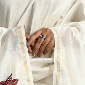 White - original gond handpainted handloom chanderi silk