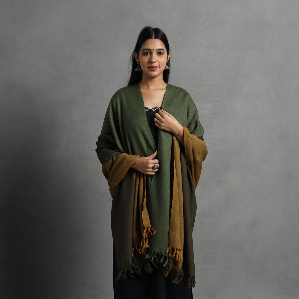 Green - Kumaun Handwoven Pure Merino Wool Shawl for Women 81