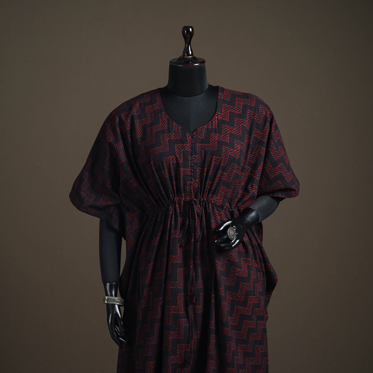 Akola Hand Block Print Natural Dyed Cotton Kaftan (Long) 198