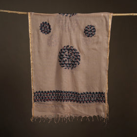 Kota Doria Cotton Barmer Applique Work Dupatta with Zari Border 13