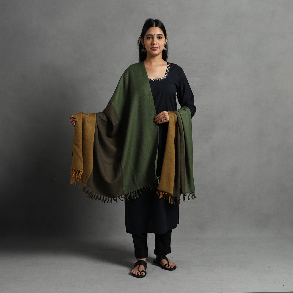 Green - Kumaun Handwoven Pure Merino Wool Shawl for Women 81