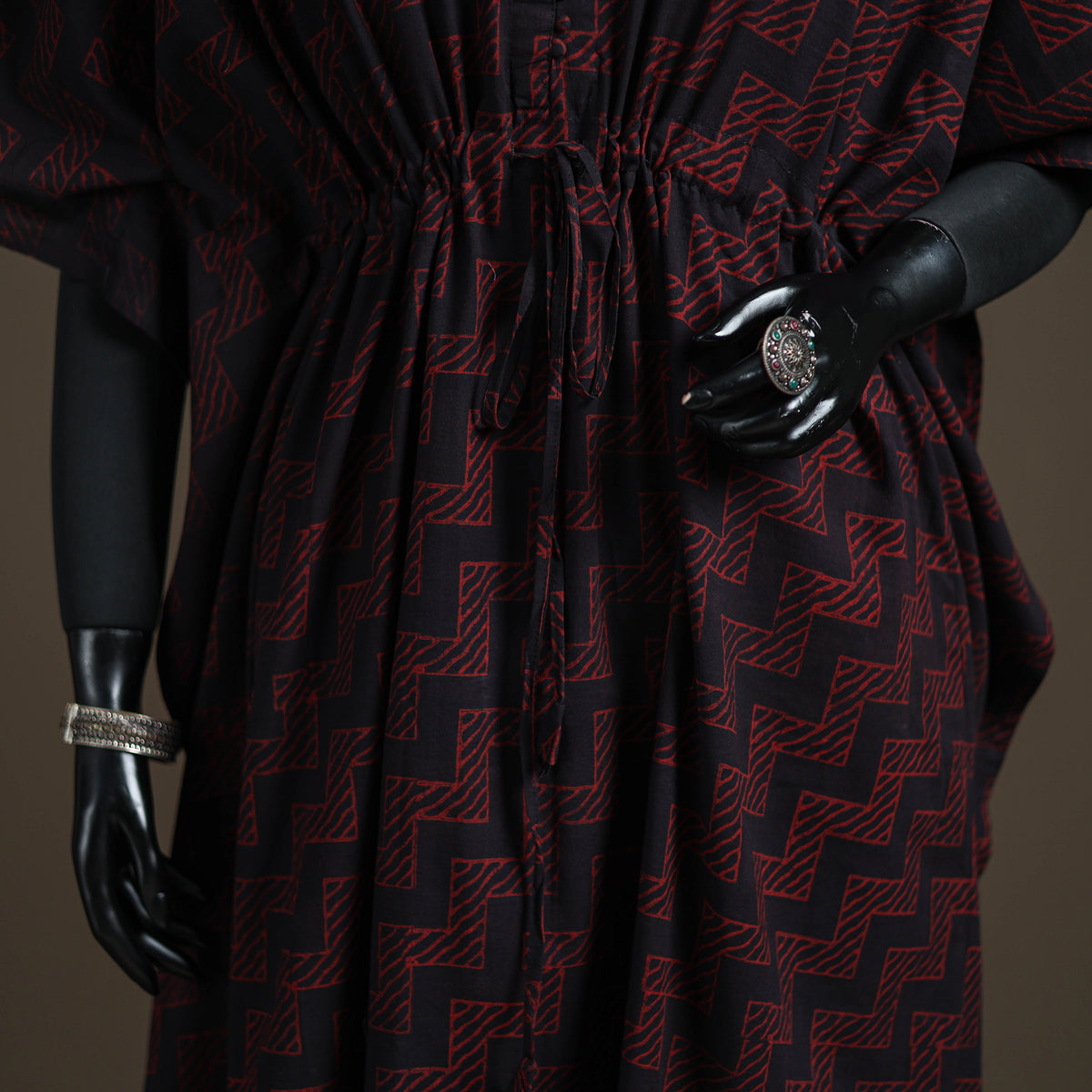 Akola Hand Block Print Natural Dyed Cotton Kaftan (Long) 198
