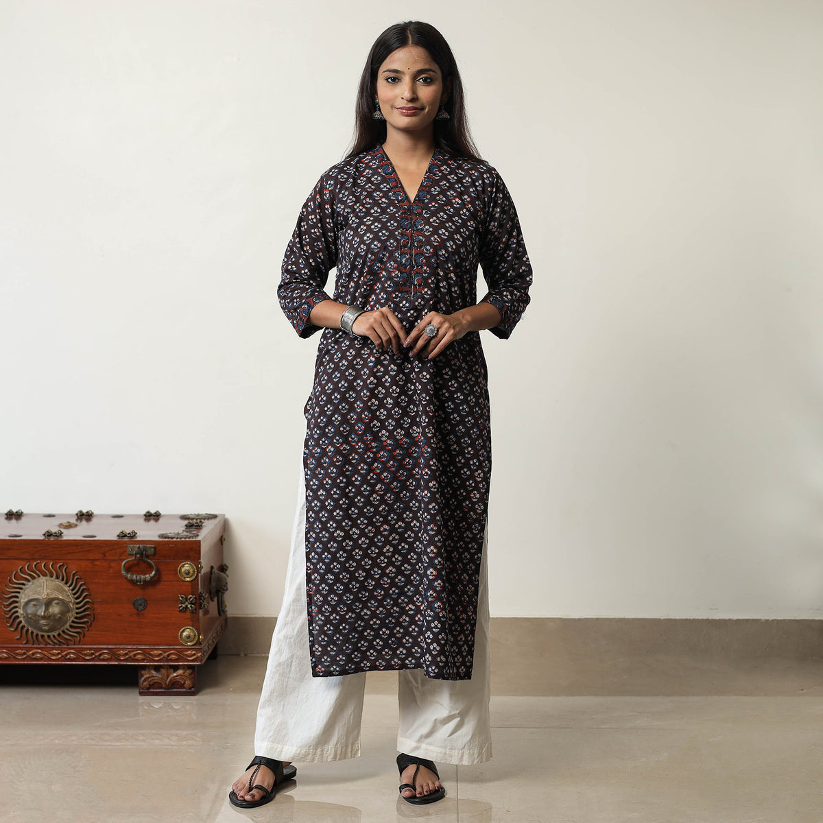 Jahota Block Printed Cotton Straight Kurta 10