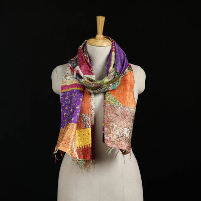 Bengal Kantha Handwork Patchwork Reversible Silk Stole 270
