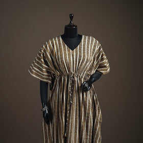 Akola Hand Block Print Natural Dyed Cotton Kaftan (Long) 199