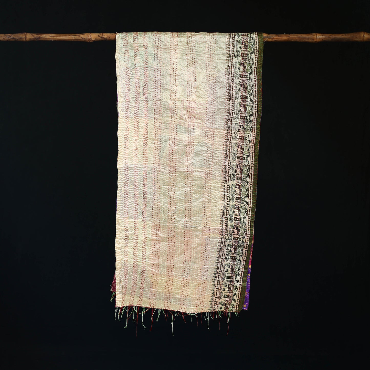 Bengal Kantha Handwork Patchwork Reversible Silk Stole 270