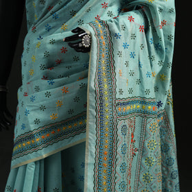 Bengal Kantha Hand Embroidery Silk Cotton Chapa Work Saree 107