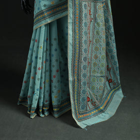 Bengal Kantha Hand Embroidery Silk Cotton Chapa Work Saree 107