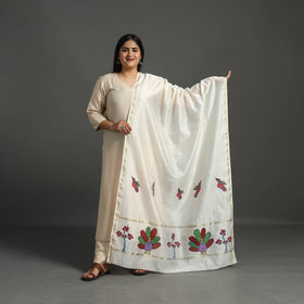 White - original gond handpainted handloom chanderi silk