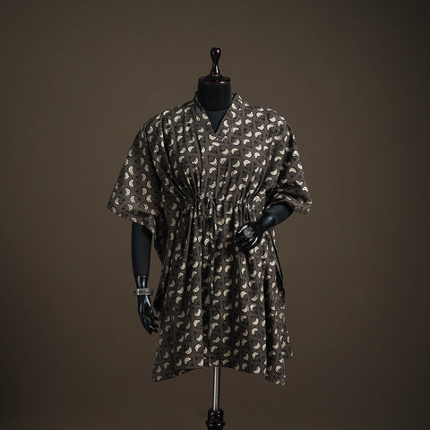 Akola hand block print natural dyed cotton kaftan (long)