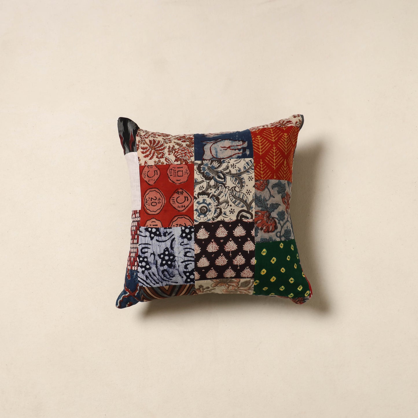 Multicolor - handcrafted cotton patchwork cushion cover 32