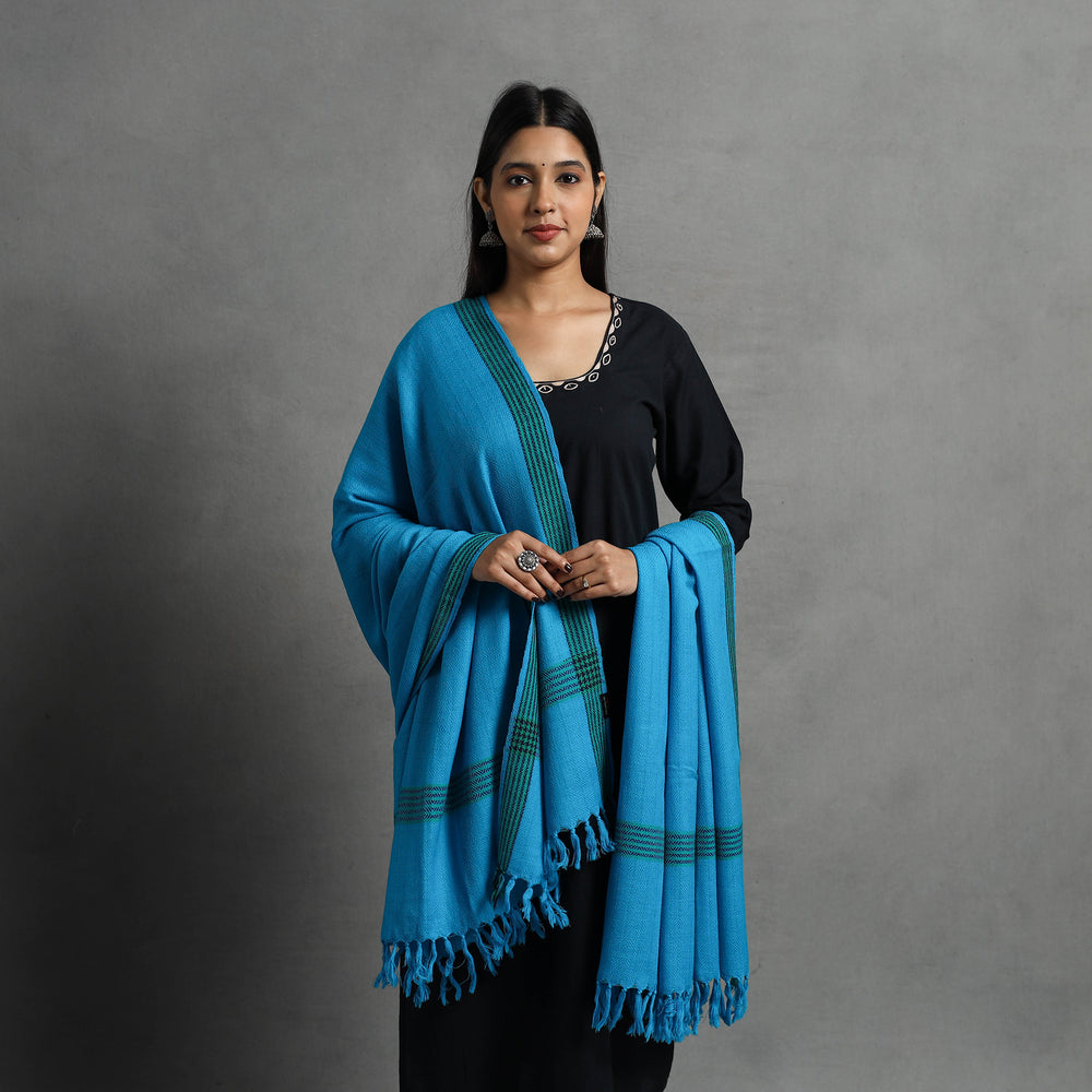 Blue - Kumaun Handwoven Pure Merino Wool Shawl for Women 82