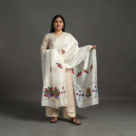 White - original gond handpainted handloom chanderi silk