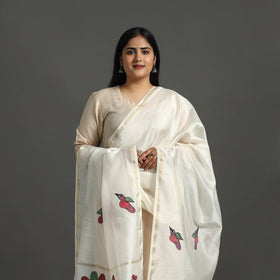 White - original gond handpainted handloom chanderi silk
