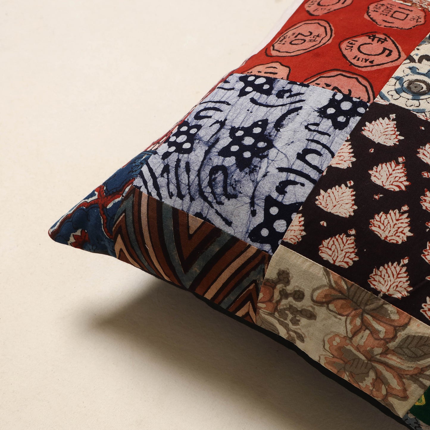 Multicolor - handcrafted cotton patchwork cushion cover 32