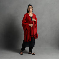 Red - Kumaun Handwoven Pure Merino Wool Shawl for Women 86