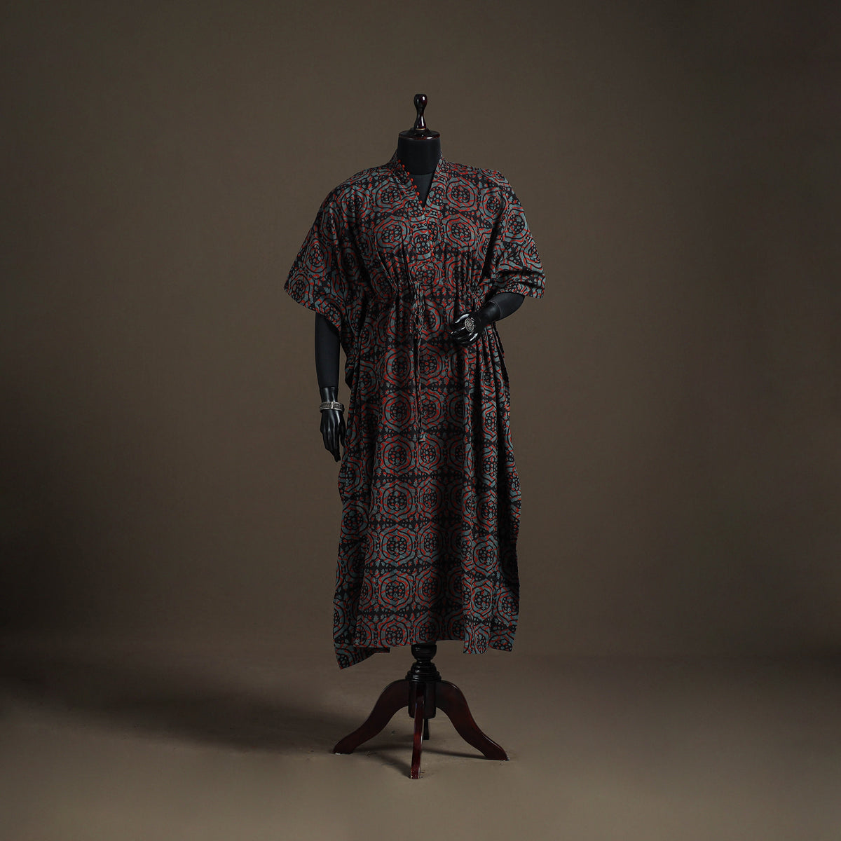 Akola Hand Block Print Natural Dyed Cotton Kaftan (Long) 201