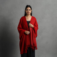 Red - Kumaun Handwoven Pure Merino Wool Shawl for Women 86