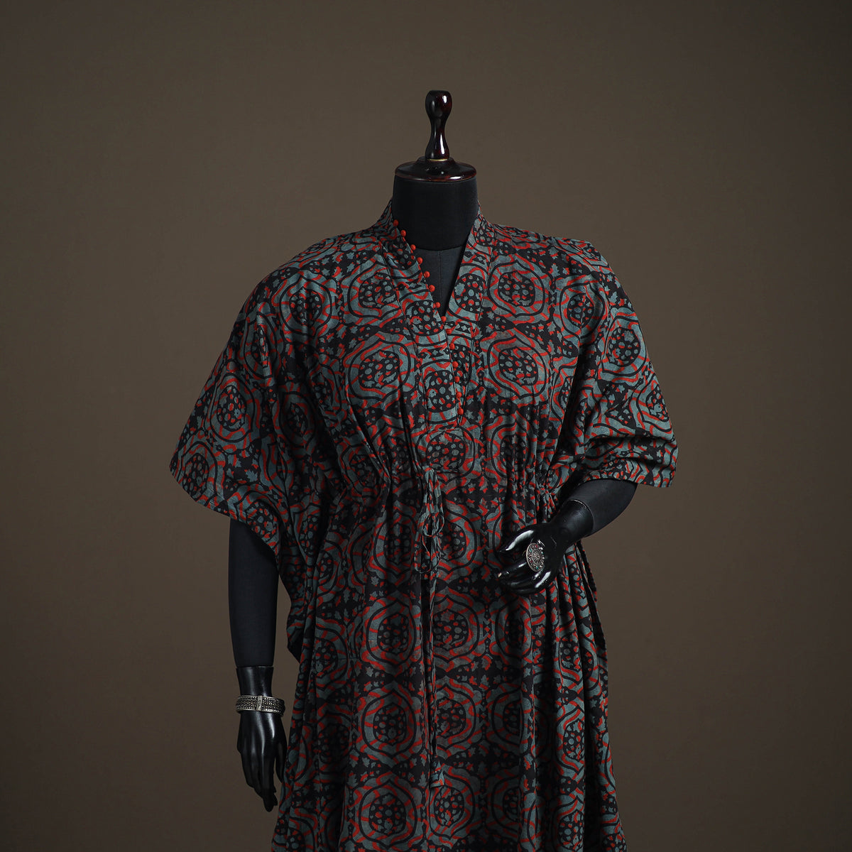 Akola Hand Block Print Natural Dyed Cotton Kaftan (Long) 201