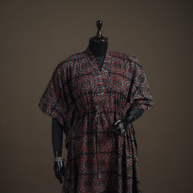 Akola Hand Block Print Natural Dyed Cotton Kaftan (Long) 201