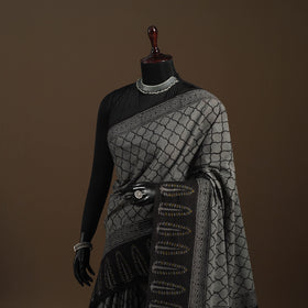 Black - mul cotton hand bagru saree 07 - handcrafted