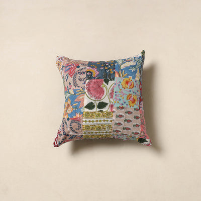 Multicolor - handcrafted cotton patchwork cushion cover 34