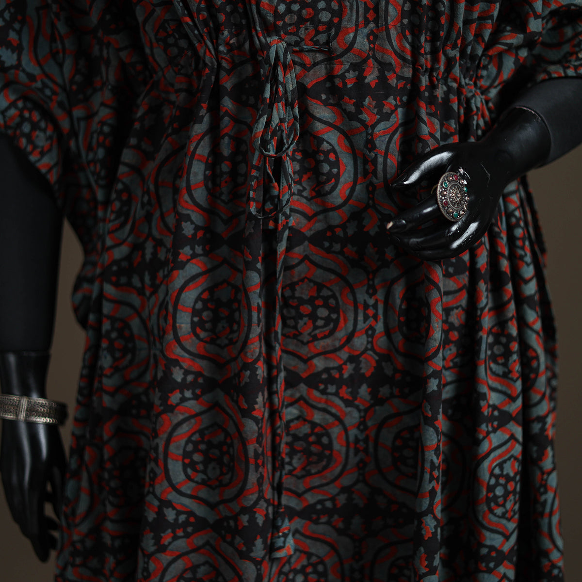 Akola Hand Block Print Natural Dyed Cotton Kaftan (Long) 201