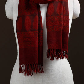 Handwoven Merino Wool Natural Dyed Bagh Hand Block Print Stole 05