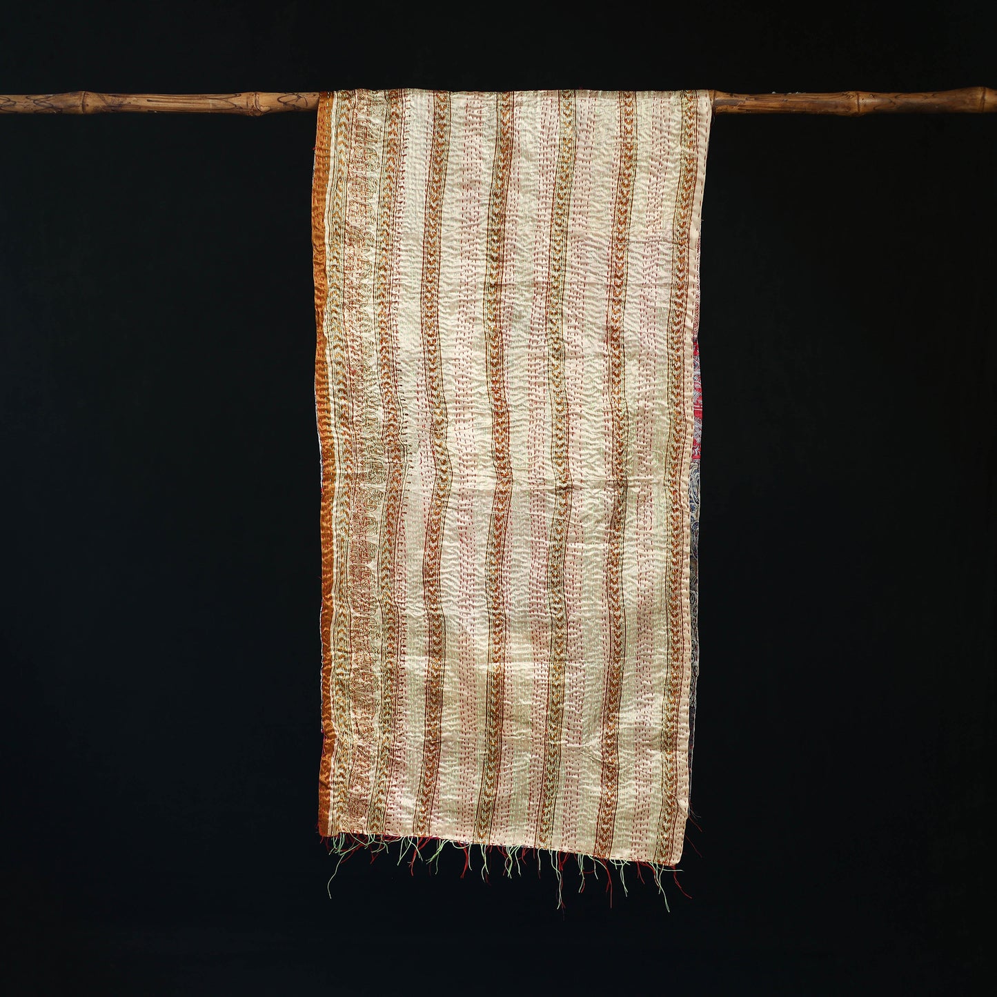 Bengal Kantha Handwork Patchwork Reversible Silk Stole 245