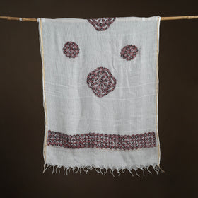 Kota Doria Cotton Barmer Applique Work Dupatta with Zari Border 01