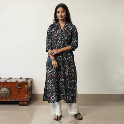 Multicolor - Jahota Block Printed Cotton Straight Kurta 09