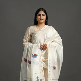 White - original gond handpainted handloom chanderi silk