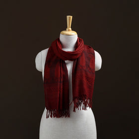Handwoven Merino Wool Natural Dyed Bagh Hand Block Print Stole 06
