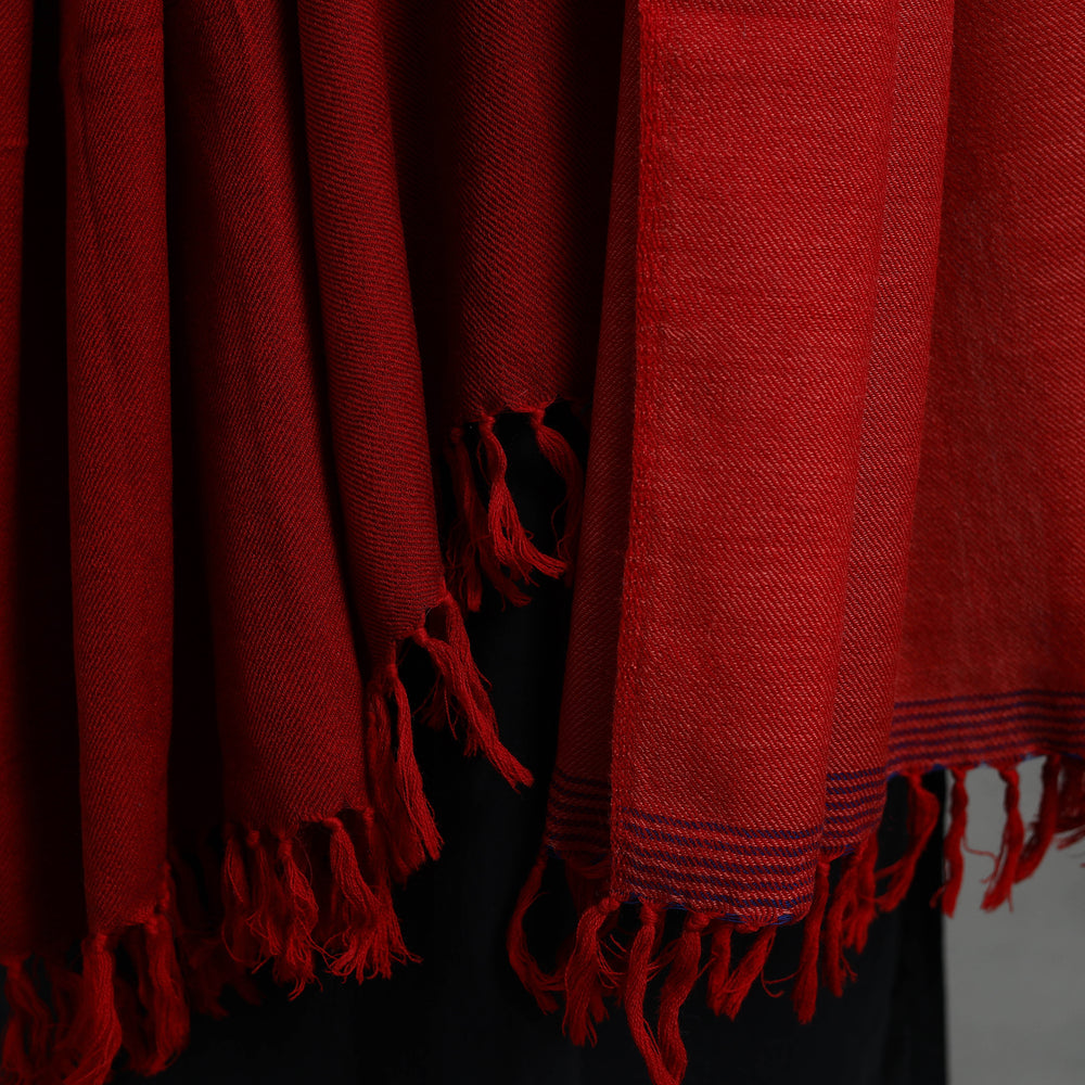 Red - Kumaun Handwoven Pure Merino Wool Shawl for Women 86