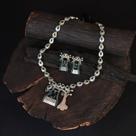 Green - saanjh saaj classic german silver necklace set 15