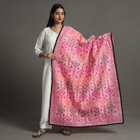 Pink - Ranihati Chanderi Silk Chapa Work Phulkari Embroidery Dupatta 73